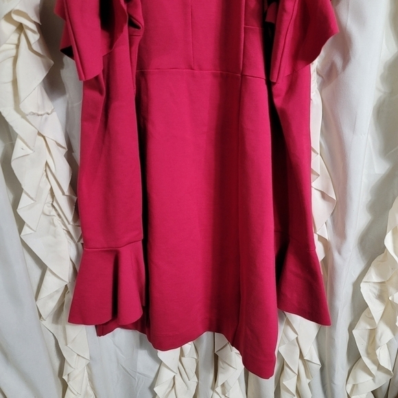 NWT Free People Sweet Talk Frill Mini Dress Raspberry Medium Ponte Knit - Picture 9 of 10